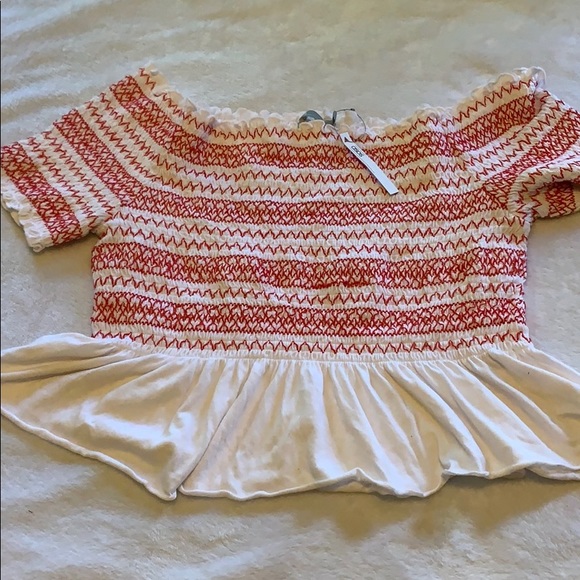 ASOS red and white peplum top - Picture 2 of 9